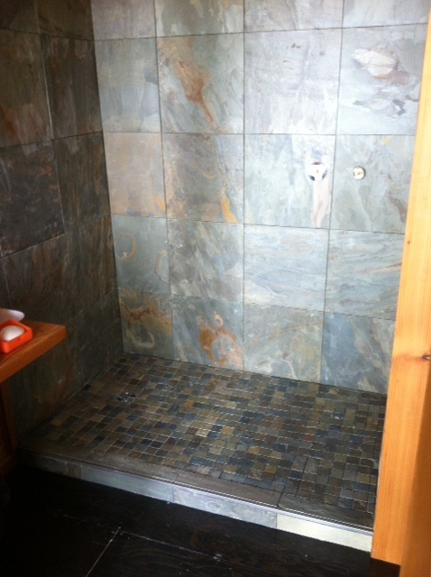 Slate shower ready to grout